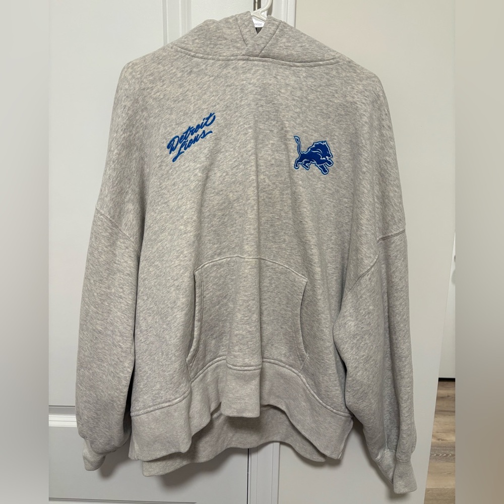 Abercrombie & Fitch Gray Detroit Lions Hoodie with Blue Logos
